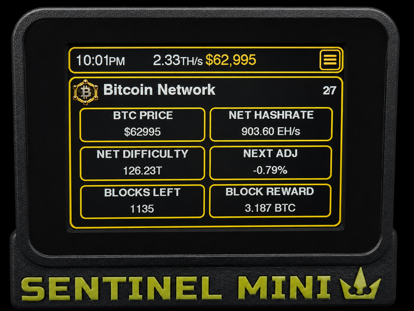 Sentinel Mini - Bitaxe Touch Command Center
