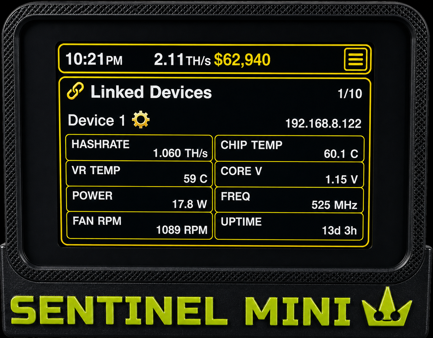 Sentinel Mini - Bitaxe Touch Command Center